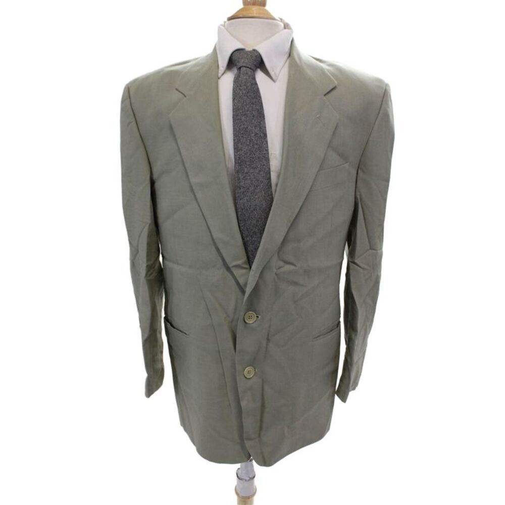 Baron's Men's Long Sleeves Collared Line Two Button Jacket Green Size 42